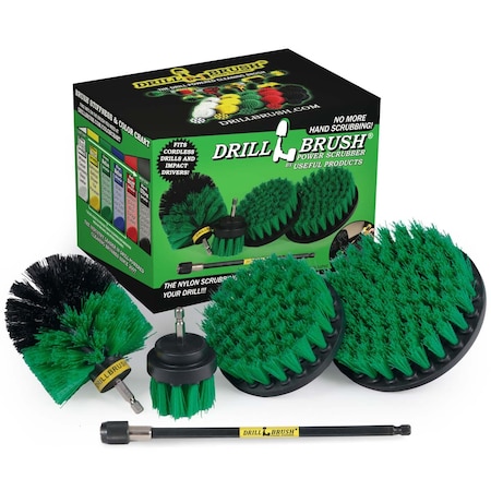 Drill Brush Power Scrubber By Useful Products 7 in W 5 in L Brush, Green G-S-542O-7X-QC-DB